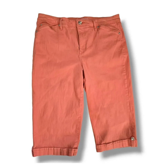 Gloria Vanderbilt women's peach orange Kaia Denim Skimmer Shorts - size 14 - Picture 1 of 12